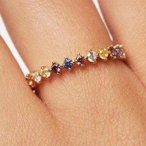 Sterling Silver Eternity Ring Dainty Stackable Ring CZ Gift for Wife Size 8